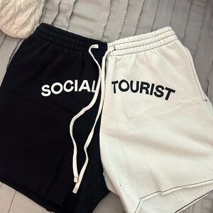 Black and white split shorts